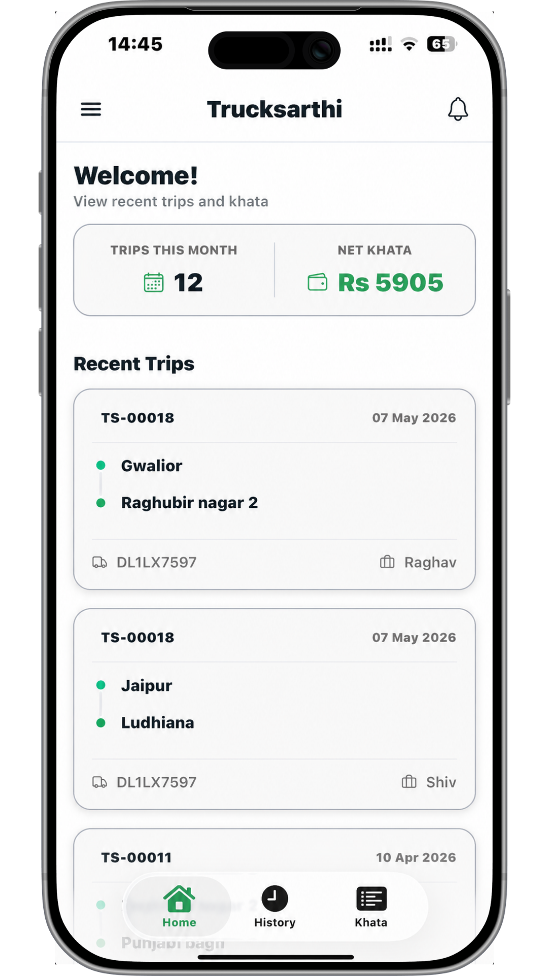 Driver companion app screenshot